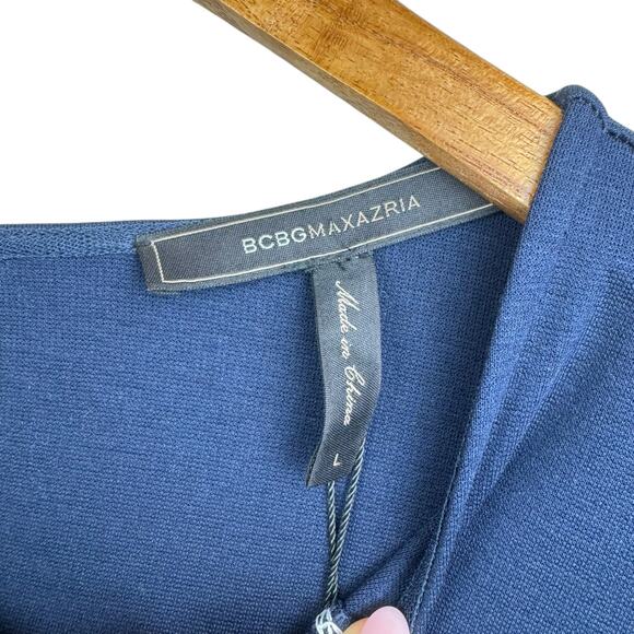 BCBGMaxazria NEW Maygan Navy Blue Multi Combo Patchwork Long Sleeve Top - Picture 13 of 14